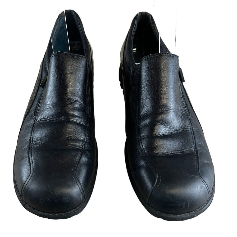 Munro Women's Black 11 N Leather Slip-On Shoes Wedge Heel Comfort Elastic &  Zip - Picture 2 of 8
